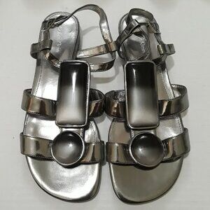 Calvin Klein Nelle Womens Silver Sandals Open Toe Ombre Jewel (8M)